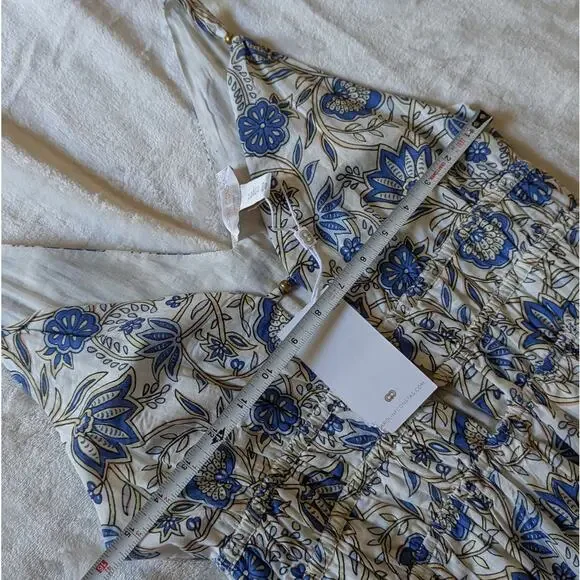 NWT  Caroline Constas Blue Floral Cotton/Modal Sleeveless Midi Dress, size M - Picture 9 of 12